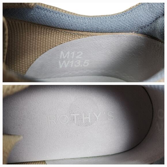 Rothys Sneakers sz 12 Mens RS02 Wheat Beige Tan Lace Up Breathable Beach Neutral - Picture 10 of 12